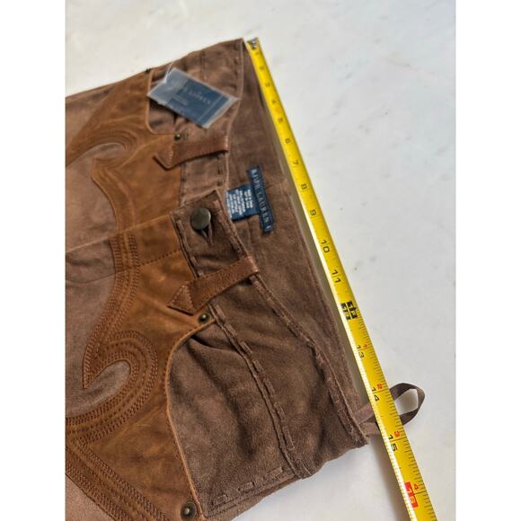 Vintage Ralph Lauren Suede Leather Fringe Pants Western Concho Lace Up Boho NWT - Picture 6 of 16